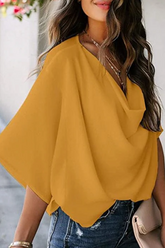 Solid Flounce V Neck T-Shirts Ins Street